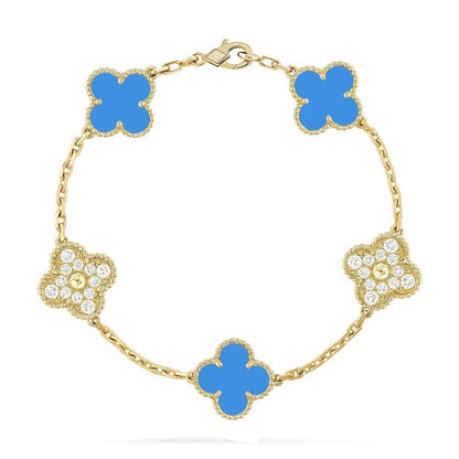 [Aetheris]GLÜCKKLEE-ARMBAND MIT 5 MOTIVEN – BLAUE-ACHAT-KOLLEKTION