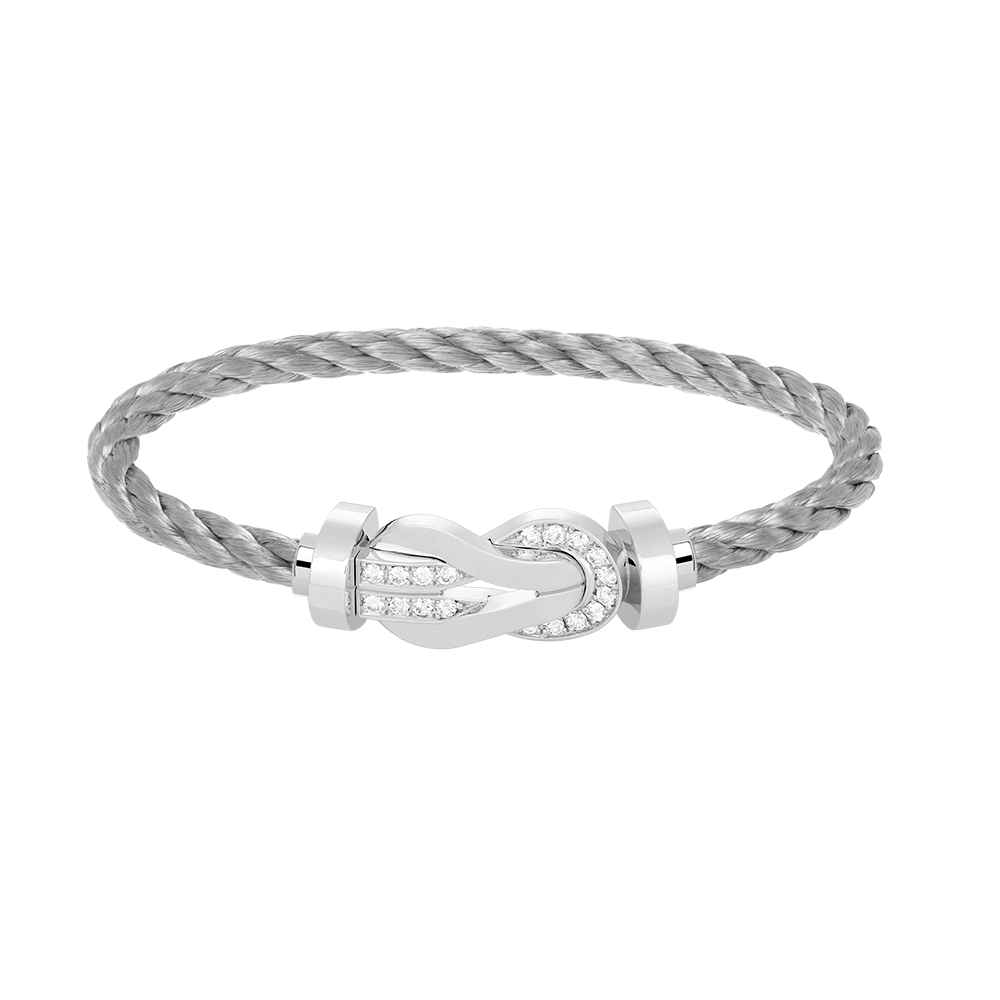 [Aetheris]LARGE 8-FIGURE BUCKLE HALF DIAMOND BRACELET - WHITE GOLD