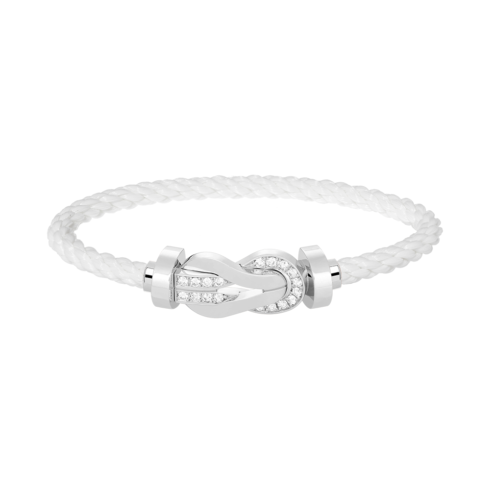 [Aetheris]LARGE 8-FIGURE BUCKLE HALF DIAMOND BRACELET - WHITE GOLD