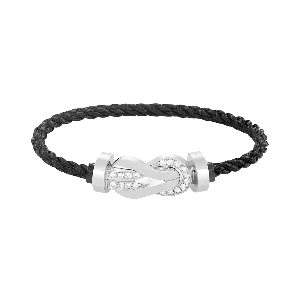 [Aetheris]LARGE 8-FIGURE BUCKLE HALF DIAMOND BRACELET - WHITE GOLD