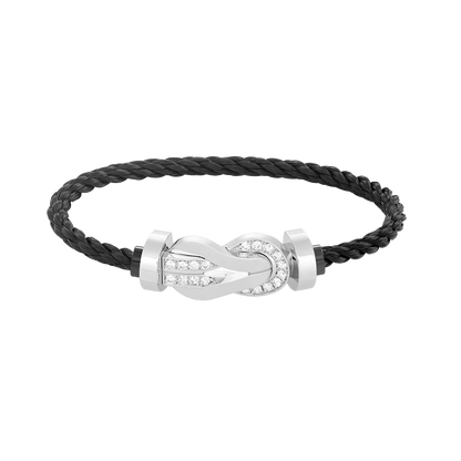[Aetheris]LARGE 8-FIGURE BUCKLE HALF DIAMOND BRACELET - WHITE GOLD