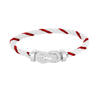 [Aetheris]LARGE 8-FIGURE BUCKLE HALF DIAMOND BRACELET - WHITE GOLD