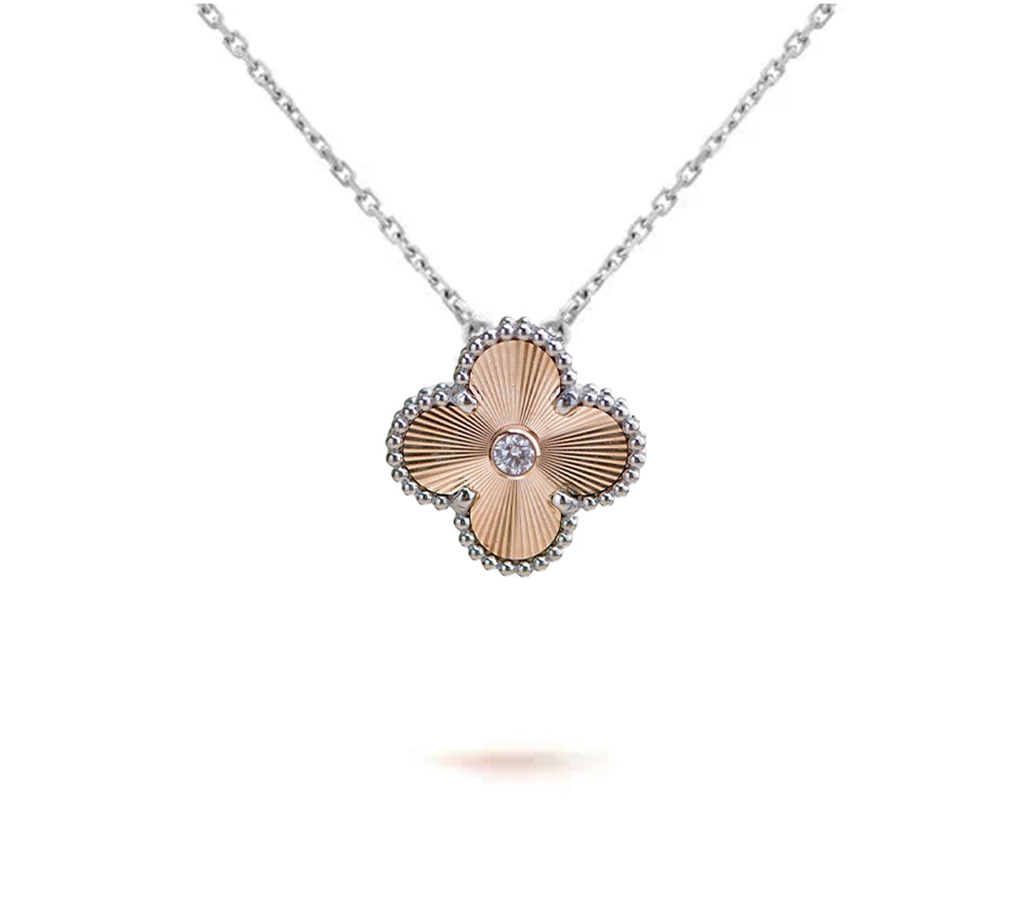 [Aetheris] 15MM KLEEBLATT ANHÄNGER HALSKETTE WEISSGOLD KOLLEKTION