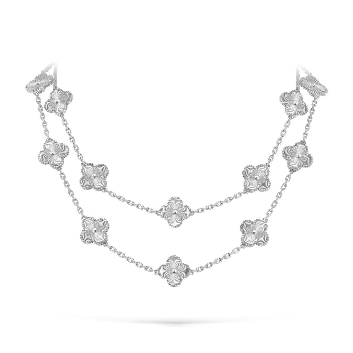 [Aetheris]KLASSISCHE 20-MOTIV GLÜCKSKLEE-HALSKETTE AUS WEISSGOLD