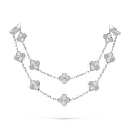 [Aetheris]KLASSISCHE 20-MOTIV GLÜCKSKLEE-HALSKETTE AUS WEISSGOLD