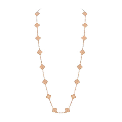 [Aetheris]KLASSISCHE 20-MOTIV GLÜCKSKLEE-HALSKETTE LANG ROSÉGOLD KOLLEKTION