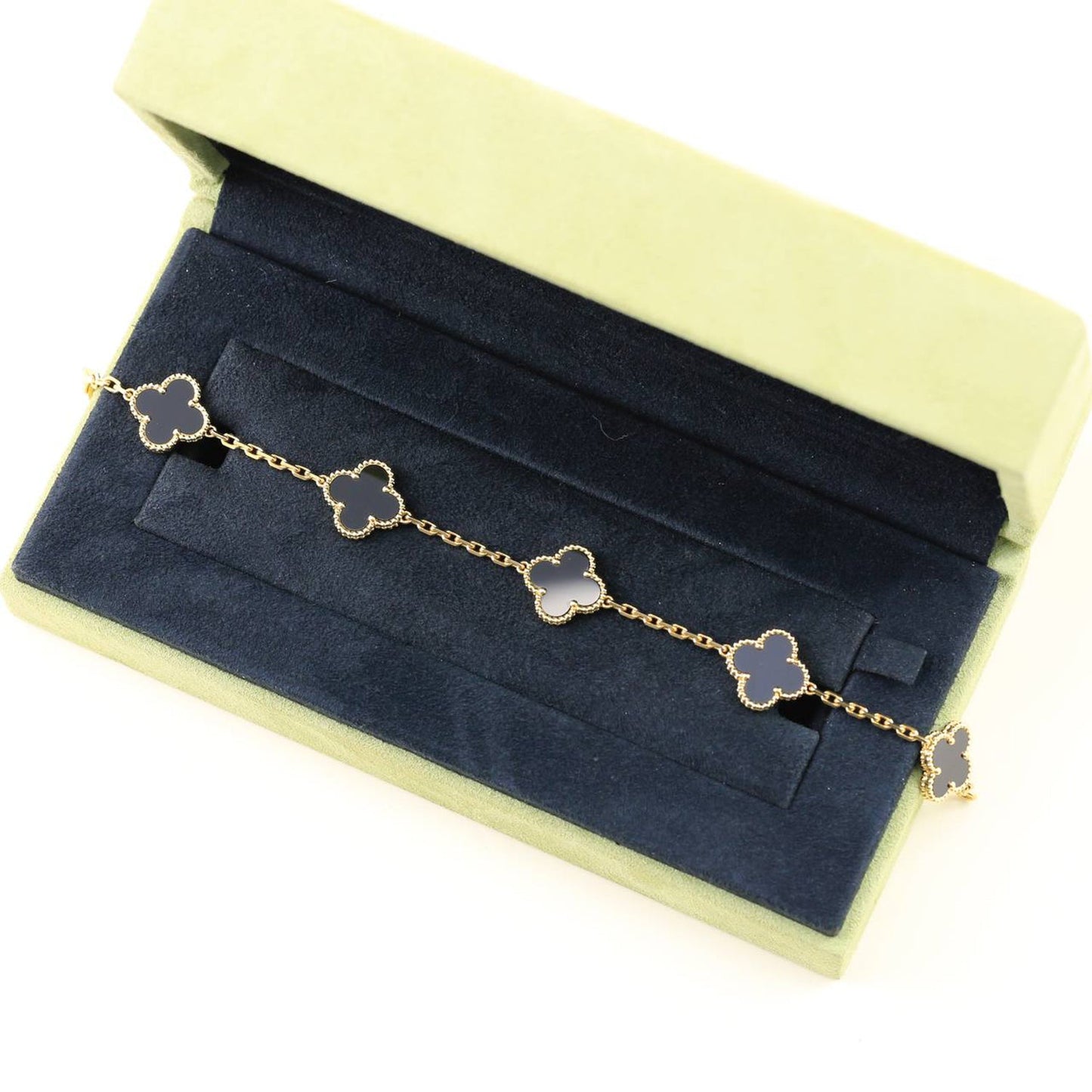 [Aetheris]LUCKY CLOVER 5-MOTIV-ARMBAND – BLACK ONYX KOLLEKTION