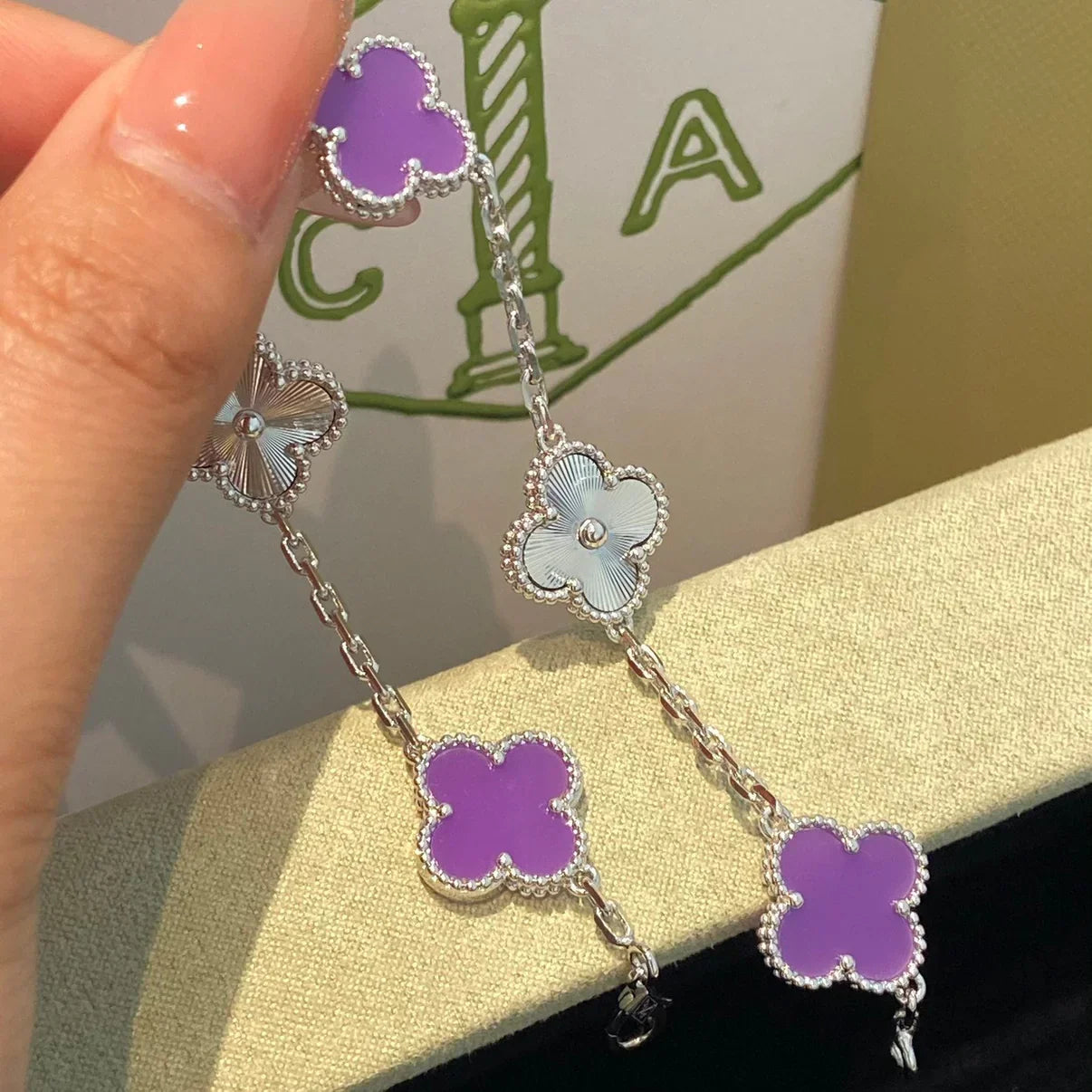 [Aetheris]GLÜCKKLEE-ARMBAND MIT 5 MOTIVEN - VIOLETTE KOLLEKTION