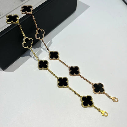 [Aetheris]LUCKY CLOVER 5-MOTIV-ARMBAND – BLACK ONYX KOLLEKTION