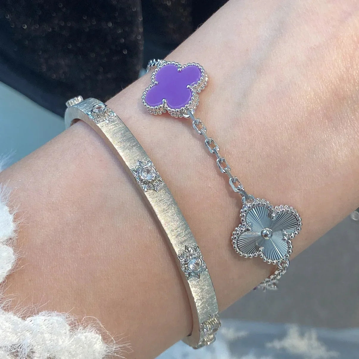 [Aetheris]GLÜCKKLEE-ARMBAND MIT 5 MOTIVEN - VIOLETTE KOLLEKTION