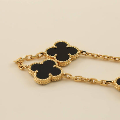 [Aetheris]LUCKY CLOVER 5-MOTIV-ARMBAND – BLACK ONYX KOLLEKTION