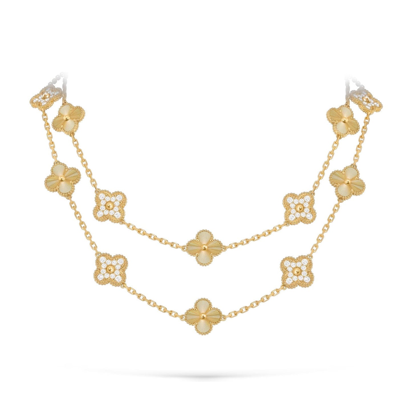 [Aetheris]CLASSIC 20-MOTIF LUCKY CLOVER LONG NECKLACE GOLD COLLECTION
