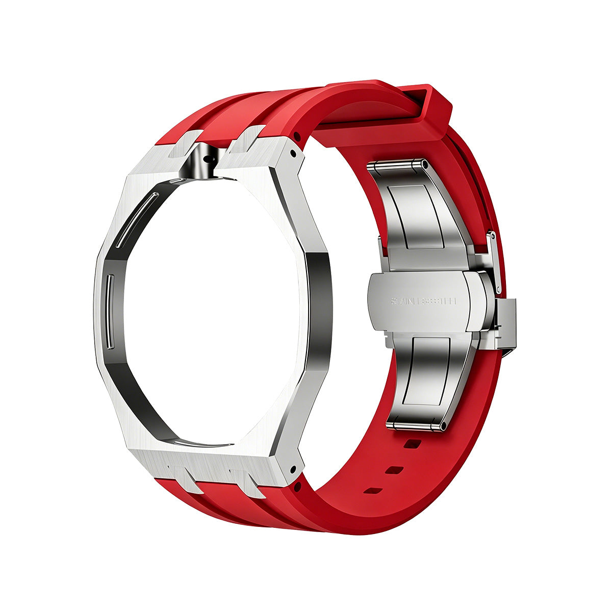 [Aetheris]EICHE ROT STAHL SILIKONARMBAND