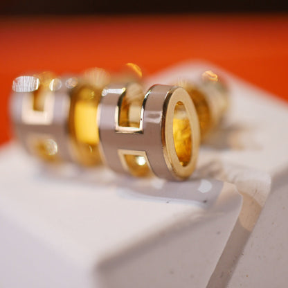[Aetheris]MINI POP H GOLD EARRINGS GREY