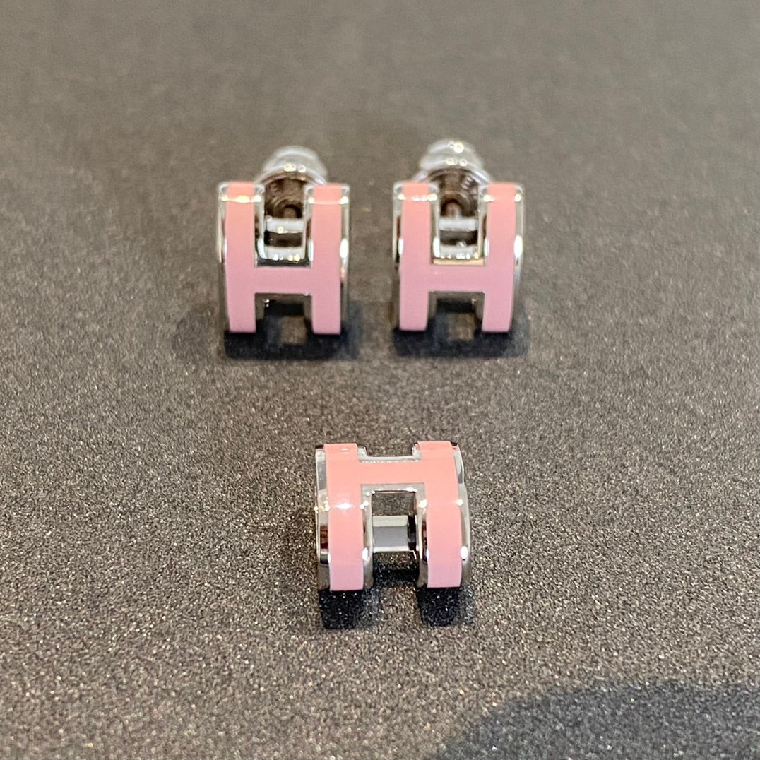 [Aetheris]MINI POP H SILVER EARRINGS PINK
