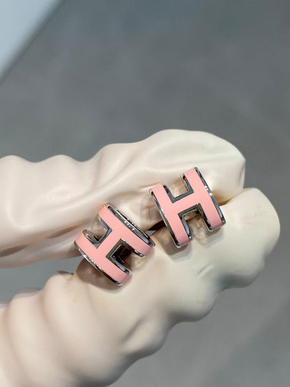 [Aetheris]MINI POP H SILVER EARRINGS PINK