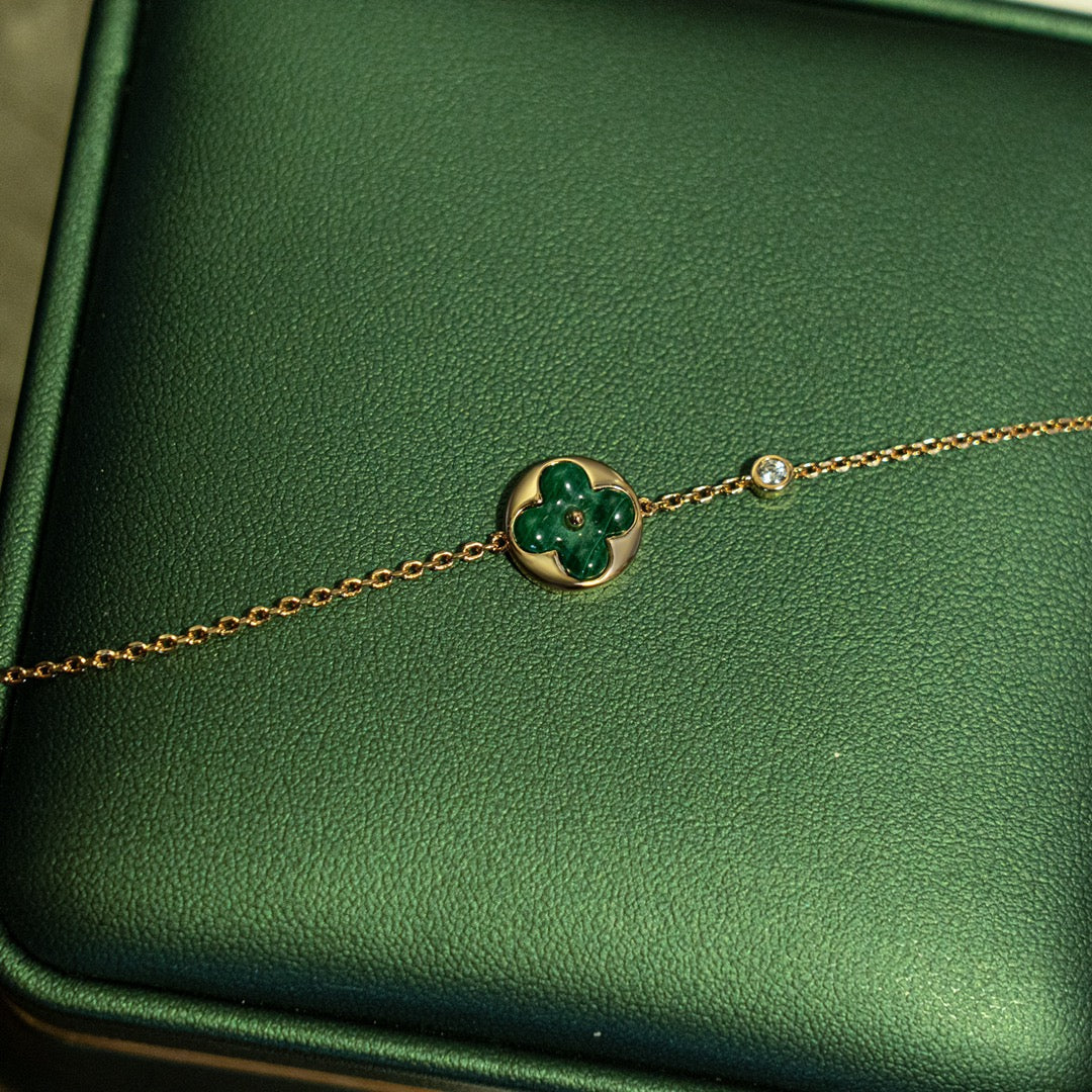 [Aetheris]SUN MALACHITE 1 DIAMOND ROSE GOLD BRACELET