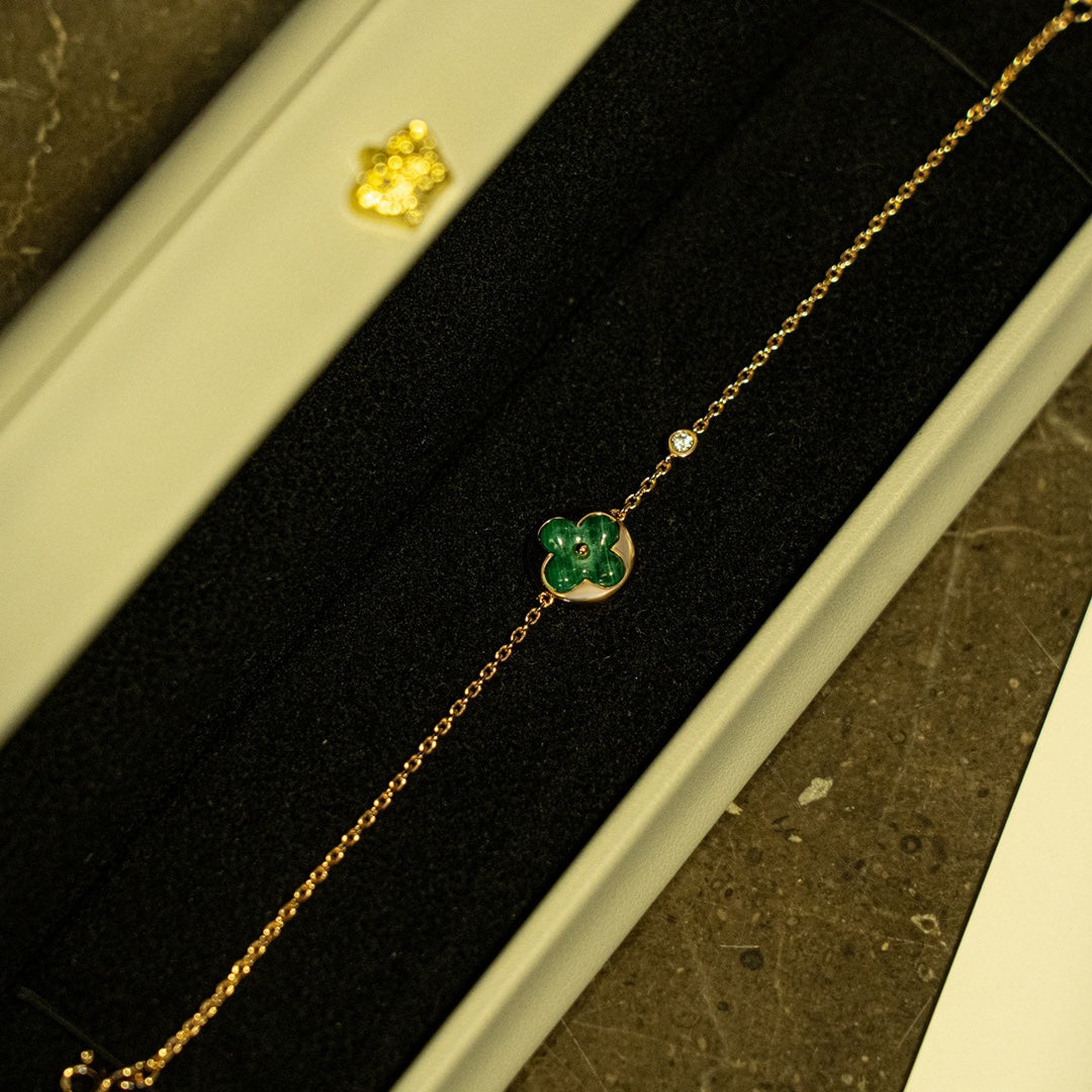 [Aetheris]SUN MALACHITE 1 DIAMOND ROSE GOLD BRACELET