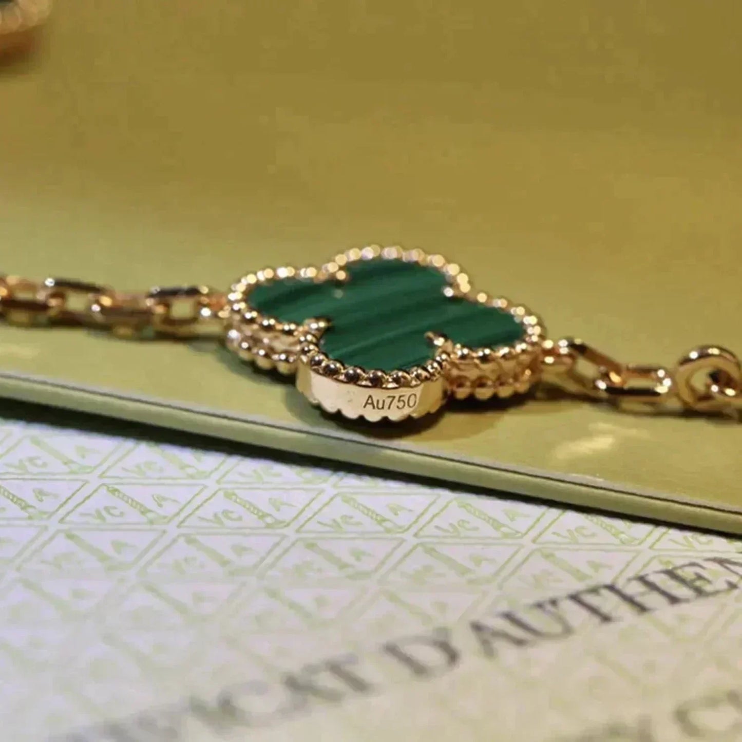 [Aetheris]LUCKY CLOVER 5-MOTIF BRACELET - MALACHITE COLLECTION