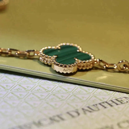 [Aetheris]LUCKY CLOVER 5-MOTIF BRACELET - MALACHITE COLLECTION