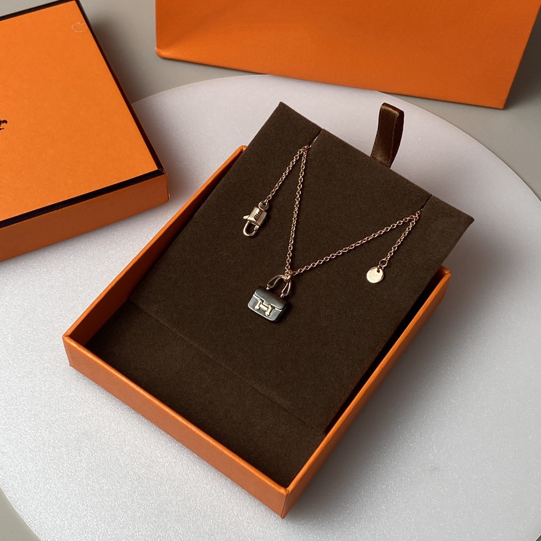 [Aetheris]CONSTANCE BLACK PEDANT ROSE GOLD NECKLACE