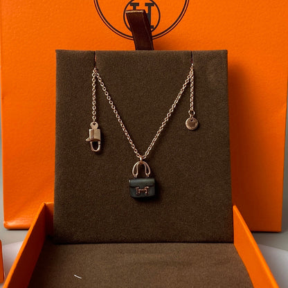 [Aetheris]CONSTANCE BLACK PEDANT ROSE GOLD NECKLACE