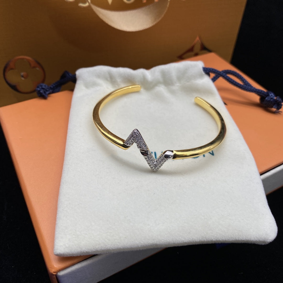 [Aetheris]VOLTE UPSITE DOWN DIAMOND GOLD OPEN BRACELET