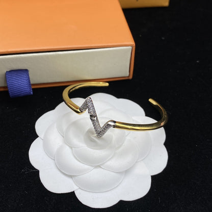 [Aetheris]VOLTE UPSITE DOWN DIAMOND GOLD OPEN BRACELET