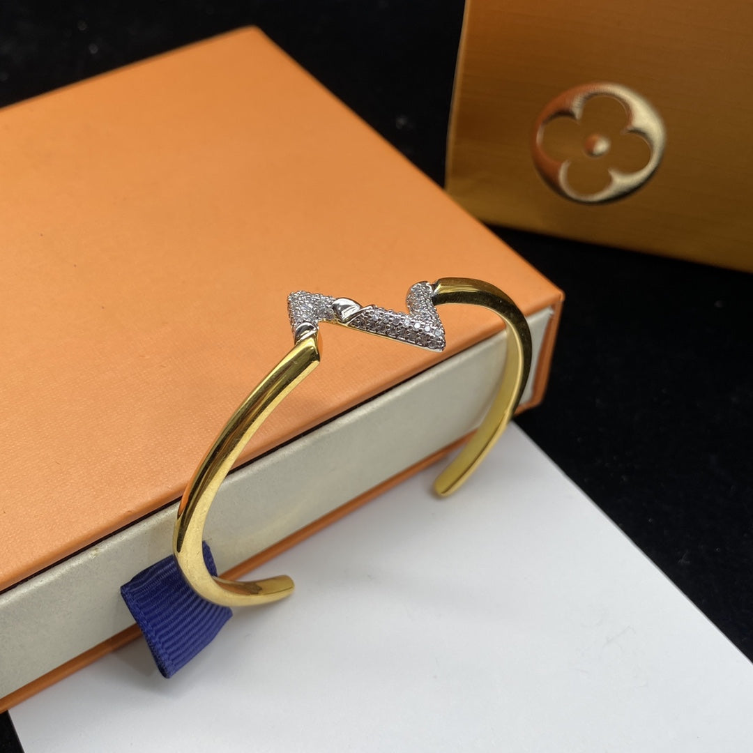 [Aetheris]VOLTE UPSITE DOWN DIAMOND GOLD OPEN BRACELET