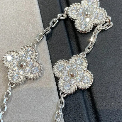 [Aetheris]LUCKY CLOVER 5-MOTIF BRACELET - VOLL-DIAMANT