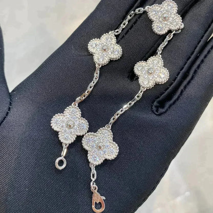 [Aetheris]LUCKY CLOVER 5-MOTIF BRACELET - VOLL-DIAMANT