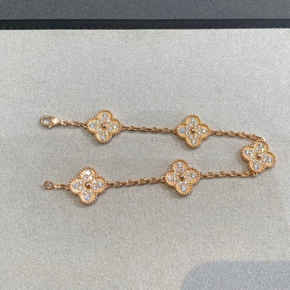 [Aetheris]LUCKY CLOVER 5-MOTIF BRACELET - VOLL-DIAMANT