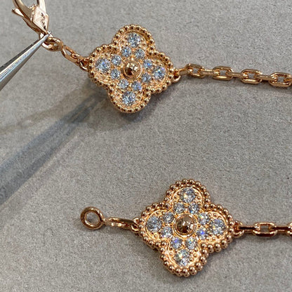 [Aetheris]LUCKY CLOVER 5-MOTIF BRACELET - VOLL-DIAMANT