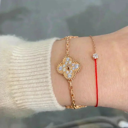 [Aetheris]LUCKY CLOVER 5-MOTIF BRACELET - VOLL-DIAMANT