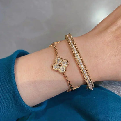 [Aetheris]LUCKY CLOVER 5-MOTIF BRACELET - VOLL-DIAMANT