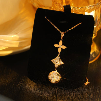 [Aetheris]STAR UND SONNE DIAMANT ROSÉGOLD-HALSKETTE