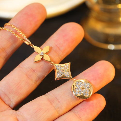 [Aetheris]STAR UND SONNE DIAMANT ROSÉGOLD-HALSKETTE