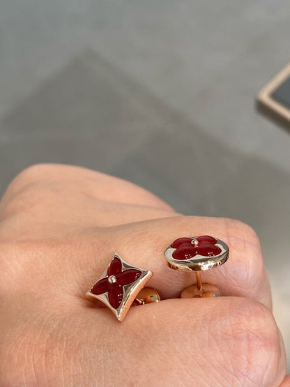 [Aetheris]STAR AND SUN ROSE GOLD CARNELIAN STUD EARRINGS