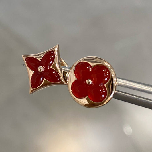[Aetheris]STAR AND SUN ROSE GOLD CARNELIAN STUD EARRINGS