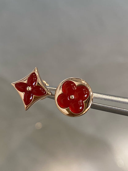 [Aetheris]STAR AND SUN ROSE GOLD CARNELIAN STUD EARRINGS