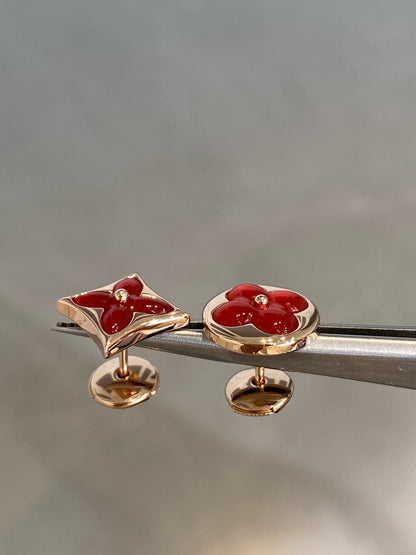 [Aetheris]STAR AND SUN ROSE GOLD CARNELIAN STUD EARRINGS