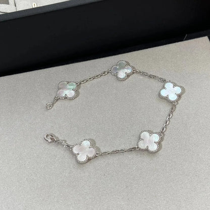 [Aetheris]LUCKY CLOVER 5-MOTIF BRACELET - WHITE MOTHER-OF-PEARL COLLECTION