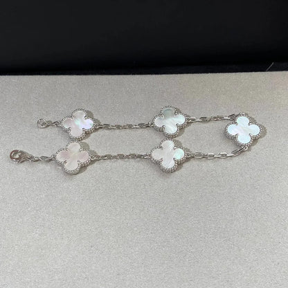 [Aetheris]LUCKY CLOVER 5-MOTIF BRACELET - WHITE MOTHER-OF-PEARL COLLECTION
