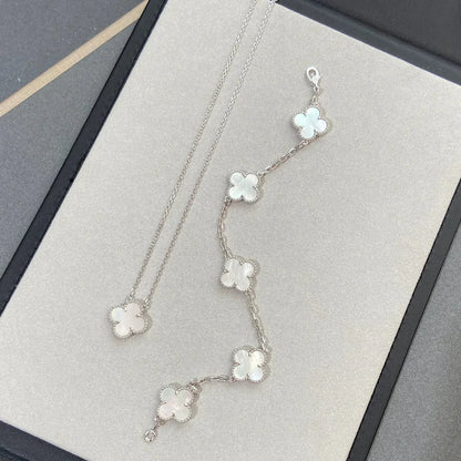 [Aetheris]LUCKY CLOVER 5-MOTIF BRACELET - WHITE MOTHER-OF-PEARL COLLECTION