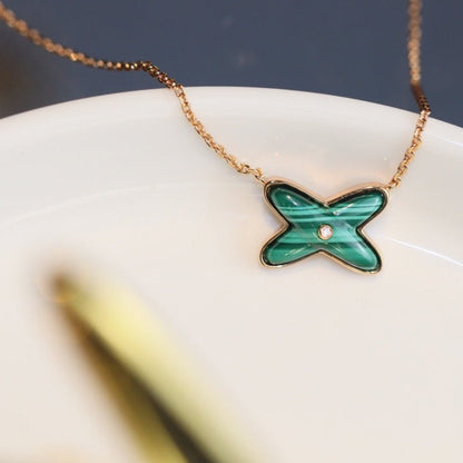 [Aetheris]JEUX MALACHITE 1 DIAMOND ROSE GOLD NECKLACE