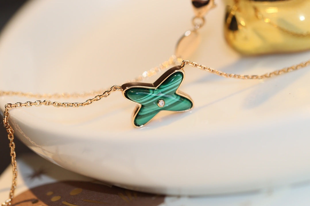 [Aetheris]JEUX MALACHITE 1 DIAMOND ROSE GOLD NECKLACE