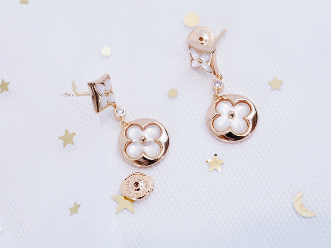 [Aetheris]STAR AND SUN ROSE GOLD MOP DROP EARRINGS