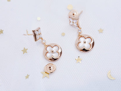 [Aetheris]STAR AND SUN ROSE GOLD MOP DROP EARRINGS