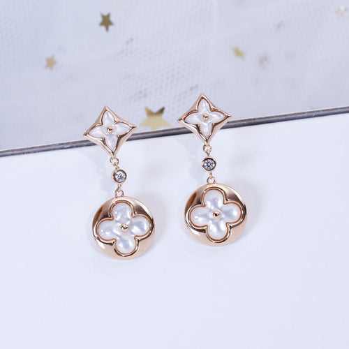 [Aetheris]STAR AND SUN ROSE GOLD MOP DROP EARRINGS