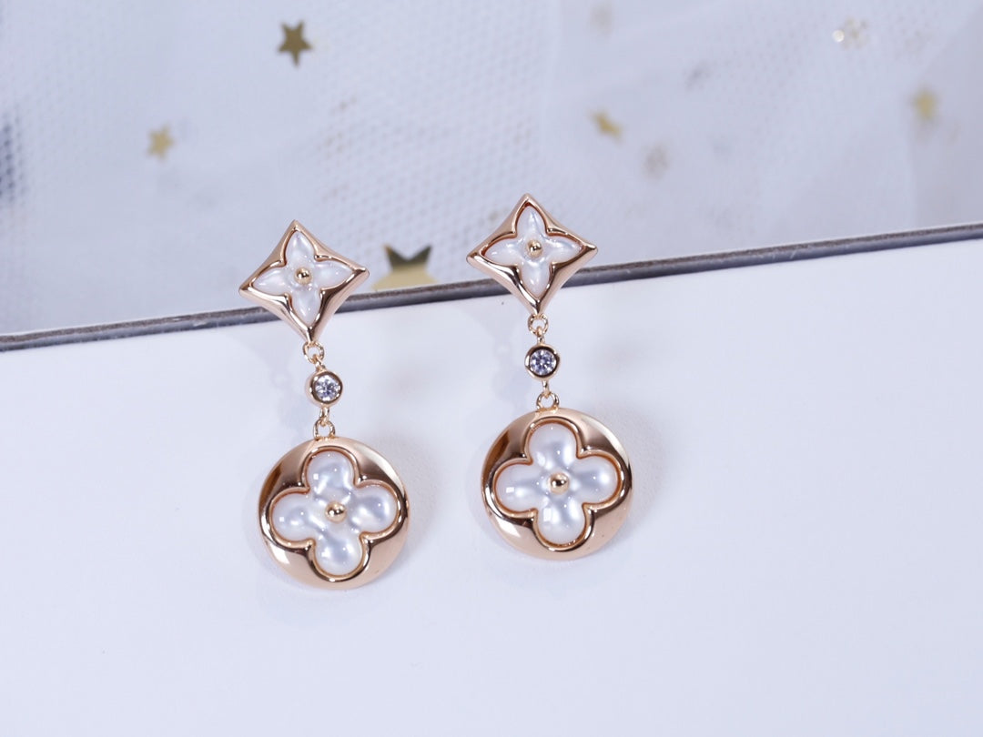 [Aetheris]STAR AND SUN ROSE GOLD MOP DROP EARRINGS
